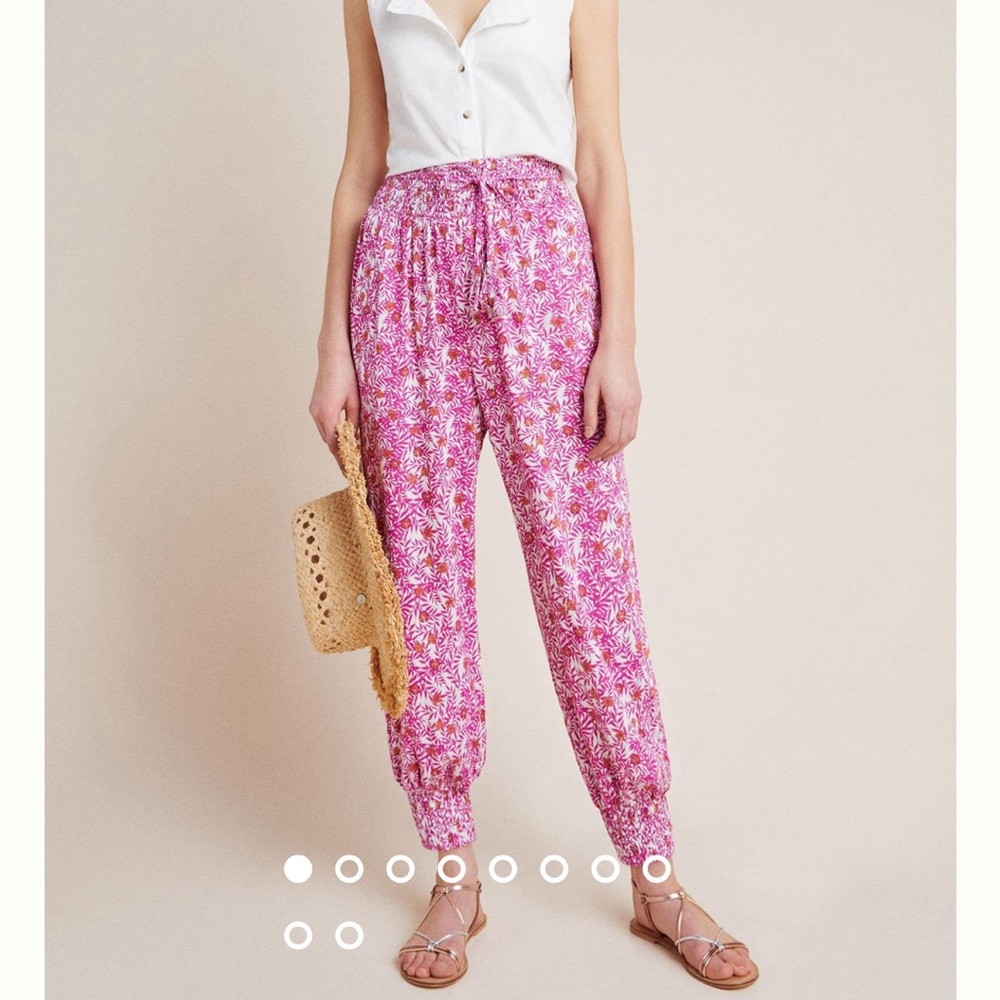 Anthropologie Pink Floral Jogger Pants